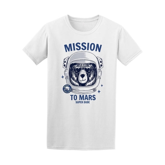 Bear Astronaut Mission To Mars T-Shirt Men -Image by Shutterstock, Male Medium
