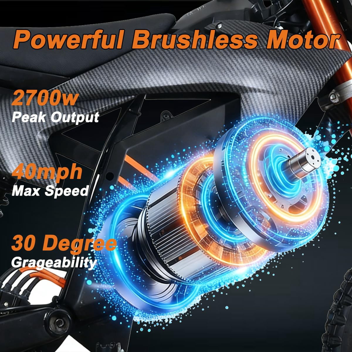 X-Pro Drax Sport Peak 2700W Electric Dirt Bike for Teens & Adults Off‑Road E‑Bike with 14"/12" Wheels!