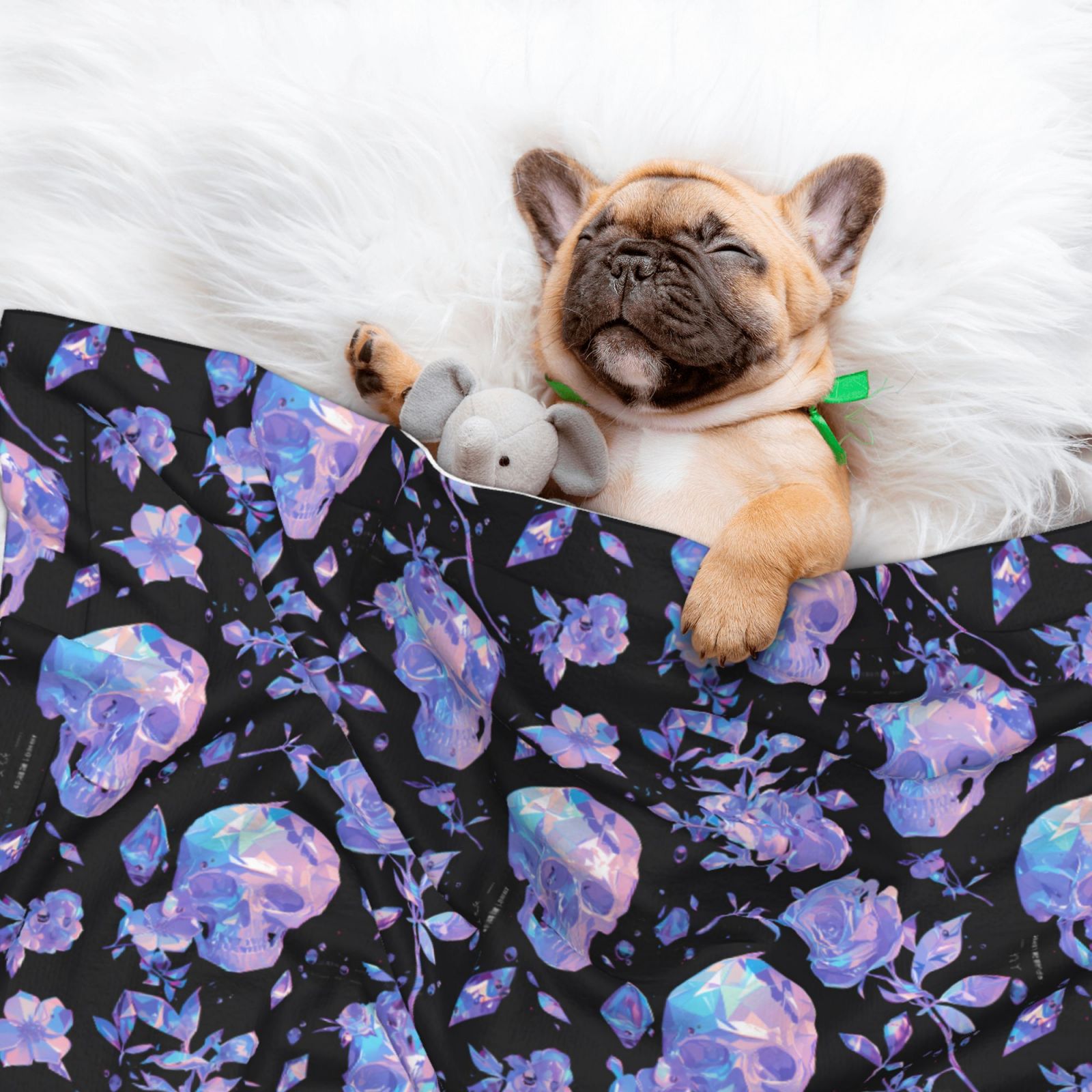 Naloa flower Skull crystal Dog Blanket, 3 Sizes Cat Blanket for Indoor Cats Large Medium Small Dog Gifts-Large