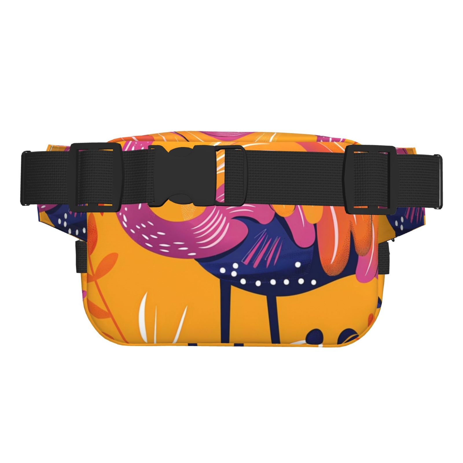Picia Vibrant Flamingo Illustration Print Square Double-Layer Waist Bag Mini Adjustable Waist Belt Bag Exercise Running Travel Hiking