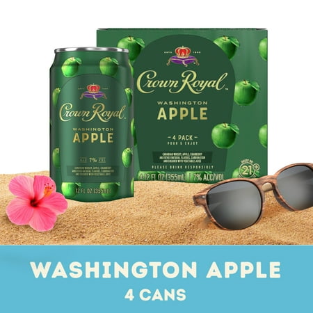 Crown Royal Washington Apple Ready to Drink Canadian Whisky Cocktail, 4-Pack (4 x 12 fl oz)