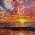 thumbnail image 5 of Orinice  Beach Shower Curtain Seagull Seaside Shower Curtain with 12 Hooks, Sunset Ocean Waves Shower Curtain Blue Sky Coastal Sun Rays Shower Curtain for Bathroom 36x72, 5 of 7