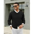 thumbnail image 4 of COOFANDY Men Casual V Neck Sweater Ribbed Knit Slim Fit Long Sleeve Pullover Top, 4 of 7