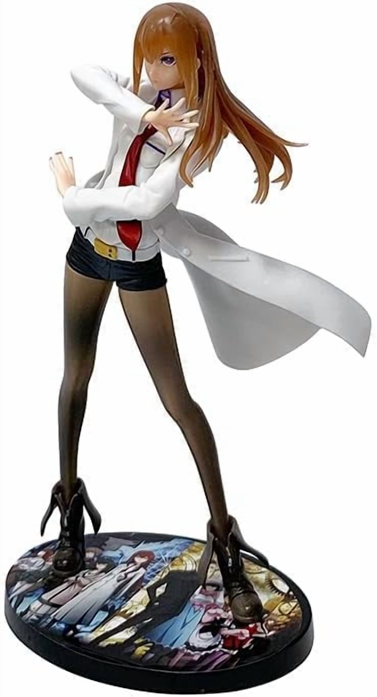 Newly Makise Figure Standing Makise Kurisu Action Figures PVC Character Figurine Cosplay Model Collectible Handicrafts for Anime Fans Gift (White)