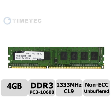 Ecc Unbuffered Notebook Memory Module - Timetec® (P/N 75TT133U1R8-4G) 4GB Single Rank 1333MHz DDR3 (PC3-10600) Non-ECC Unbuffered CL9 240-Pin UDIMM 1Rx8 512x8 1.5V Desktop PC Computer Memory Ram Module Upgrade (4GB)