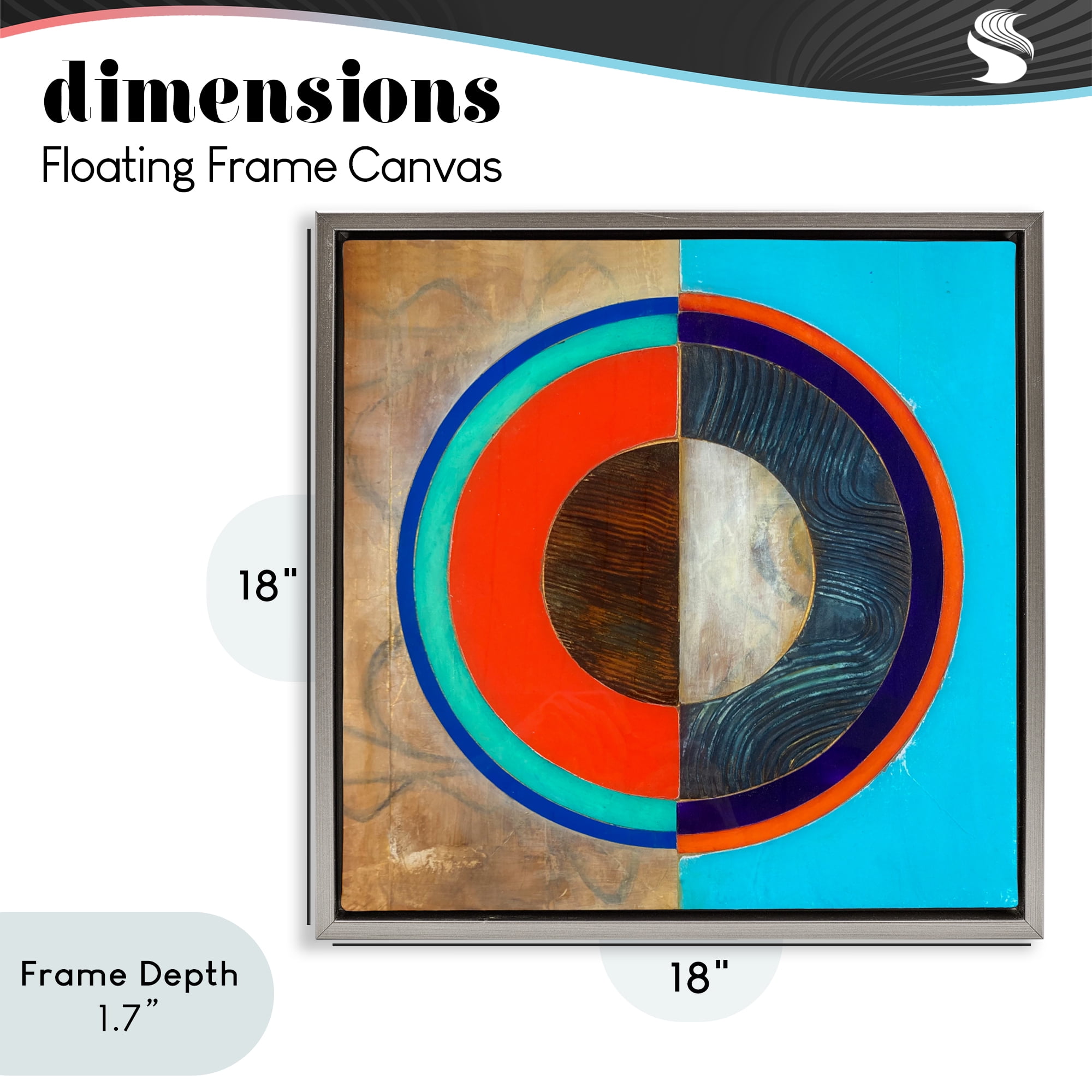 Stupell Industries Red Arc Summer Circle Gray Framed Floater Canvas Wall Art, design by Matthew Finger