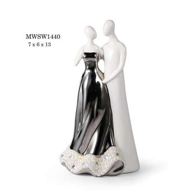 Amazing Rugs MWSW1440 Matrimony Porcelain Figurine in Polished Gunmetal & White Finish