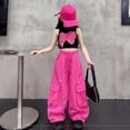 thumbnail image 2 of BOOMNY Girls Baggy Cargo Pants Wide Leg Pants for Girl Trendy Solid Color Elastic Waist Athletic Jogger Pant With Pocket, 2 of 5