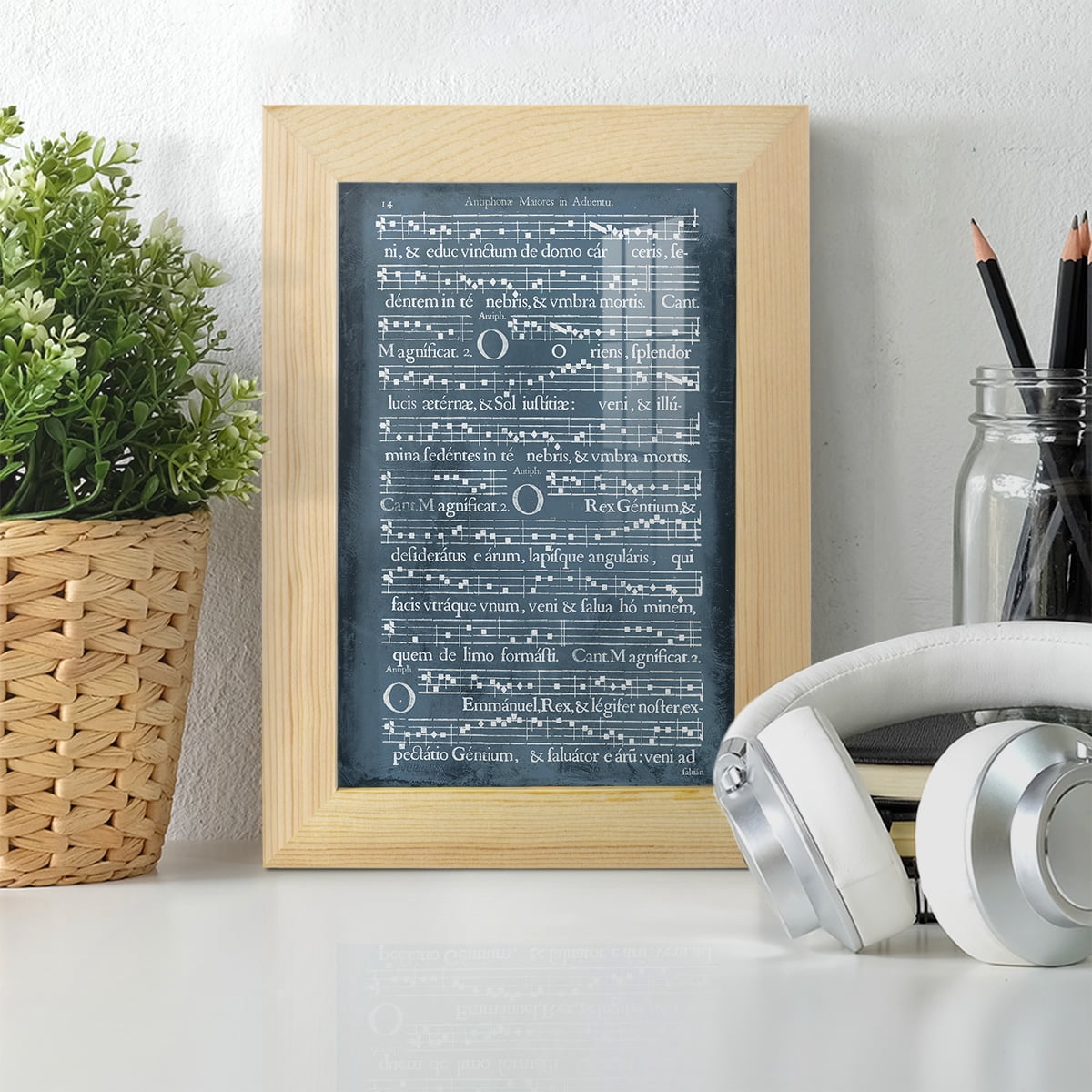 Graphic Songbook IV -Framed Print w/glass-Natural Wood