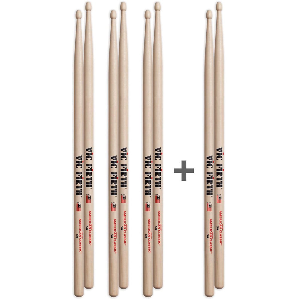 Vic Firth 5A American Classic Wood Tip Drumsticks - 4 For The Price of 3!
