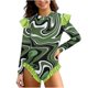 thumbnail image 2 of Odeerbi 2-12 Años Niñas Ruffle Manga Larga de Una Sola Pieza Rash Guard Traje de Baño Hawaiano Upf 50 + Protección Solar Baño En Seco Rápido, 2 of 6