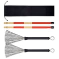 thumbnail image 2 of Juego de Cepillos para tambor Jadeshay Cepillos flexibles metal rojo negro, 2 of 8