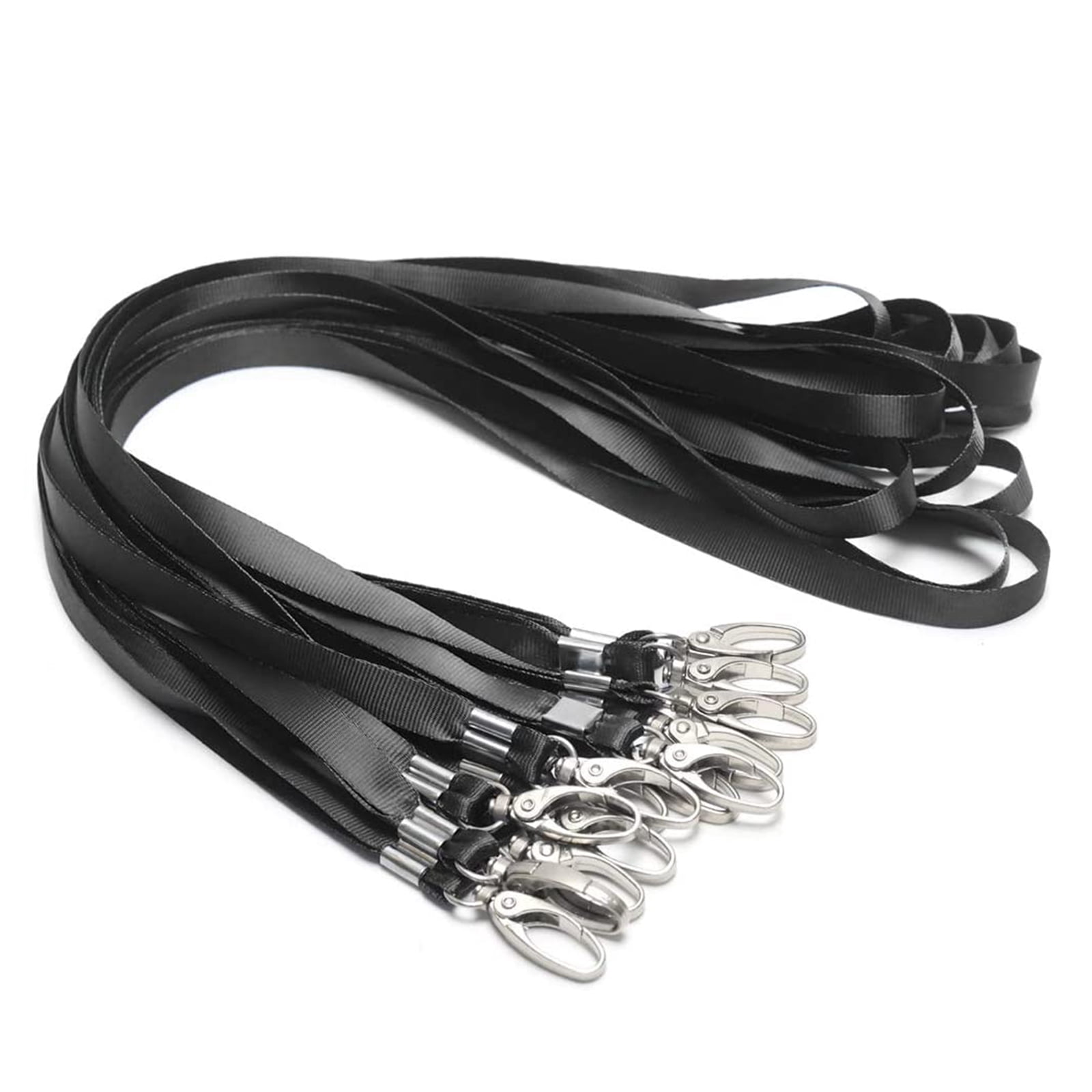 (Price/50 Pcs)Muka 50 Pcs Neck Nylon Lanyard Wholesale Swivel Hook Strap for Id Badges Holders Keys Chains Exhibition, 17.7 x 3/8 inches-Black
