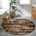 thumbnail image 4 of Western Barn Door Round Area Rugs Collection 3.3', Vintage Farmhouses Wooden Door Brown Non Slip Indoor Circular Throw Runner Rug Floor Mat Carpet for Living Room Dining Table Bedroom Nursery, 4 of 6