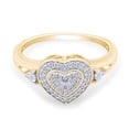 thumbnail image 2 of Round Cut Natural White Diamond Double Heart Engagement Ring In 14K Yellow Gold Plated 925 Sterling Silver (Color: I-J, Clarity: I2-I3, 0.01 Cttw) -7.5, 2 of 6