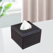 Qiweii Leather Tissue Box Cover European Style Hotel Restaurant Desktop Drawer Organizer, Home Office Decorative Holder for Napkins