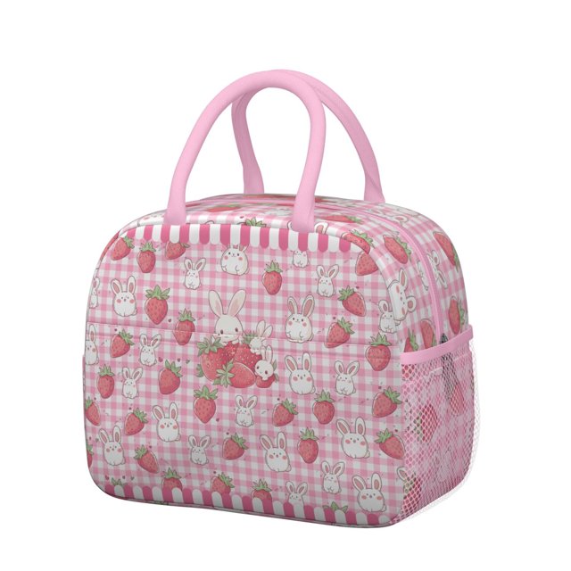 Sac à Lunch Mignon pour Amateurs de Fraises Design Fruits et Fleurs Kawaii Sac Isotherme Réutilisable