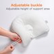 thumbnail image 2 of Almohada de viaje portátil para bebés, almohada ajustable para la cabeza y el cuello del bebé, soporte para asiento de coche, diseño ergonómico suave y transpirable, color blanco., 2 of 5