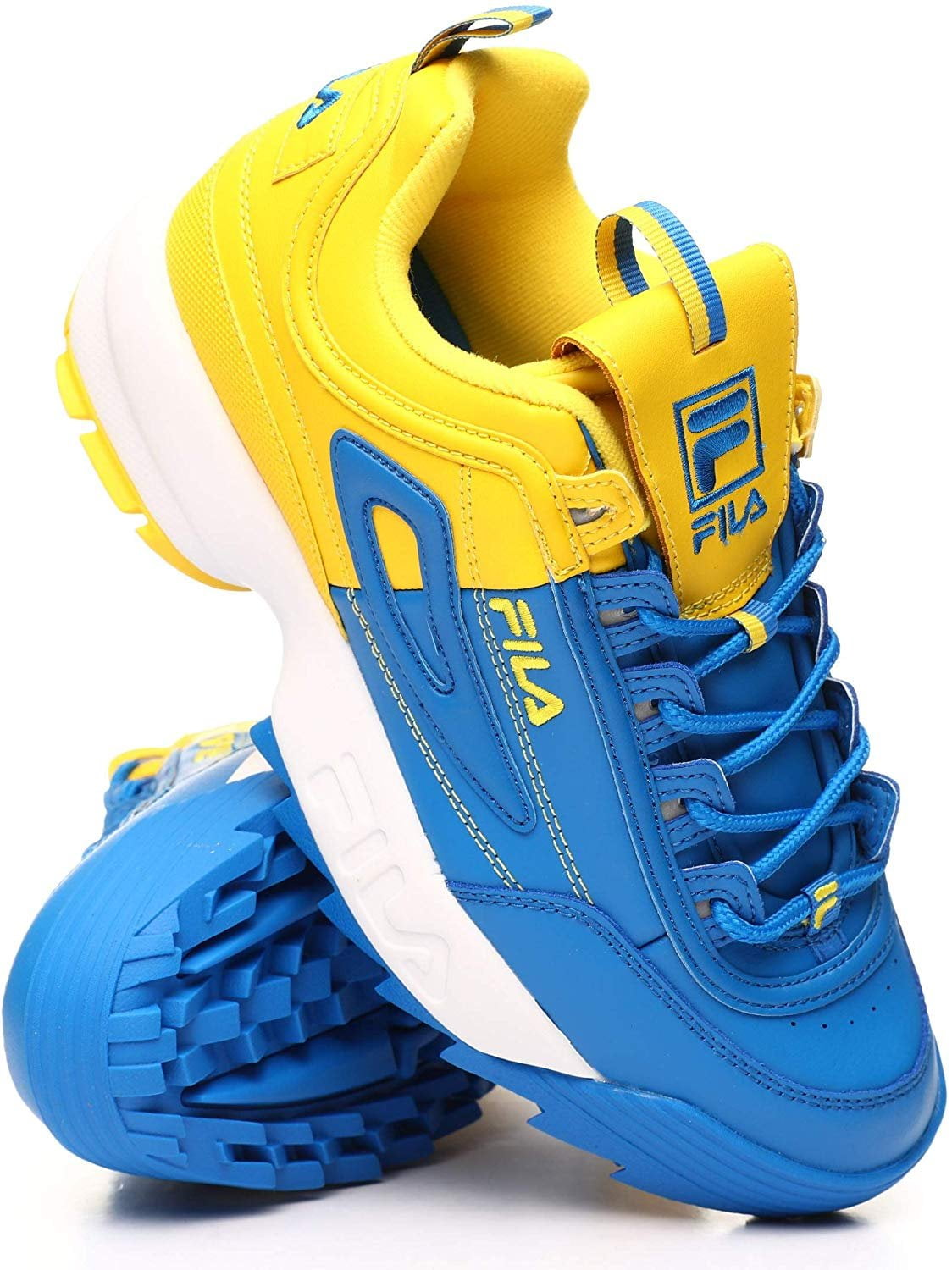 blue and yellow filas