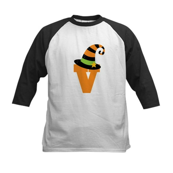 CafePress - Halloween Letter V Witch Monogram Kids Baseball Je - Kids Cotton Baseball Jersey, 3/4 Sleeve Shirt