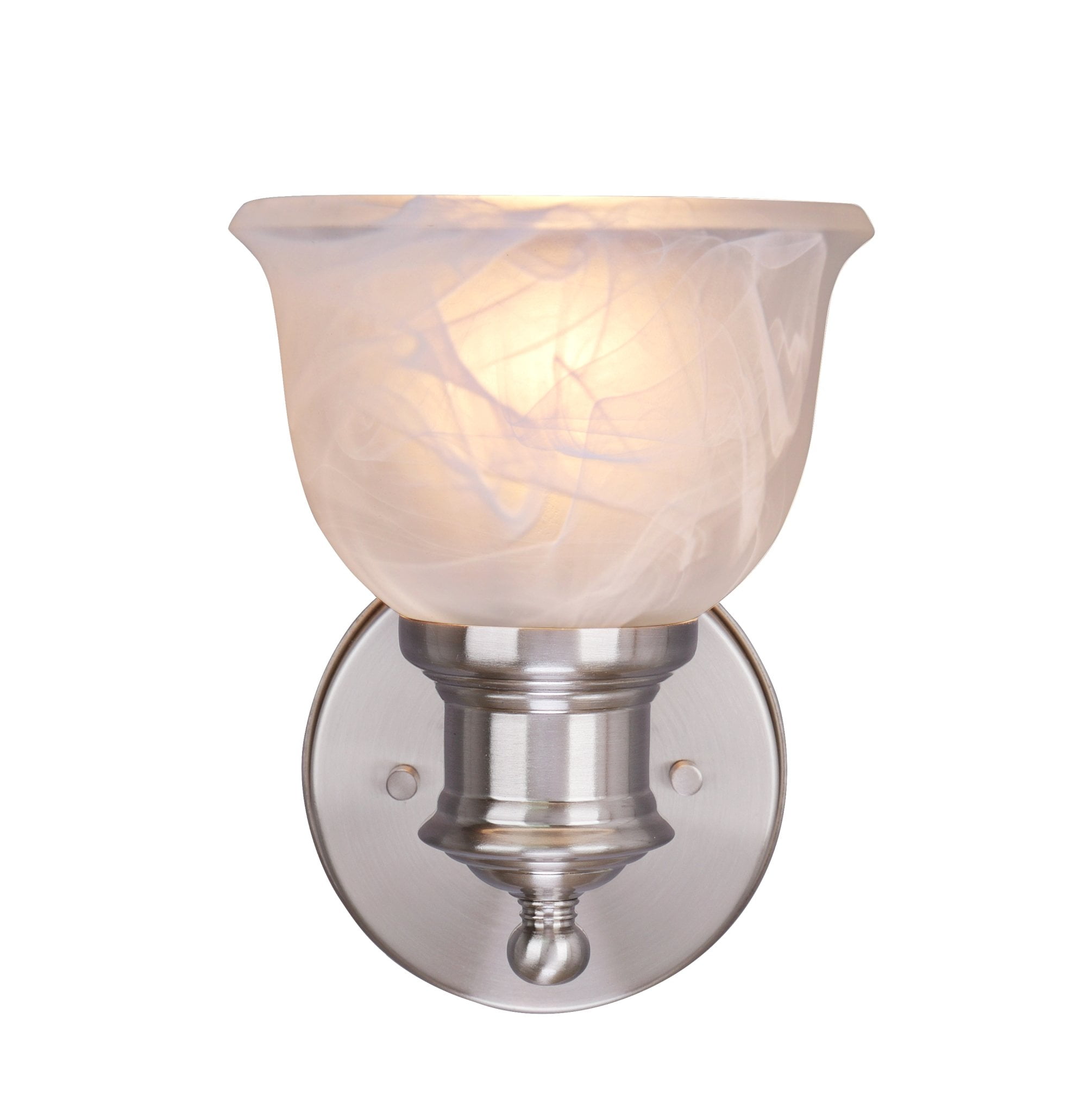 Aspen Creative 62133 Transitional Design in Brushed Nickel with Faux Alabaster Glass Shade 5 1/2 Wide 5 1/2 Wide One-Light Metal Bathroom Vanity Wall Light Fixture