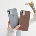 thumbnail image 6 of Compatible with iPhone 13 Case Soft Liquid Silicone Gel Rubber Cute Love Gold Heart Pattern Flexible TPU for Women Ultra Slim Shockproof Protective Phone Cover Case, 6.1 Inch, Brown, 6 of 8
