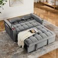 thumbnail image 6 of 55.51 inch versatile foldable sofa bed in 3 lengths, modern sofa sofa sofa velvet pull-out bed, adjustable back and with USB port and ashtray and swivel phone stand (Grey), 6 of 13