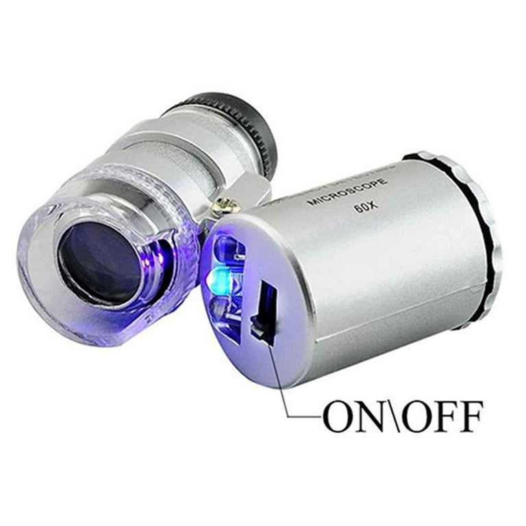 Mini Lentille 60X Loupe de Poche Microscope Avec LED - Outillages