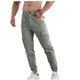 thumbnail image 1 of Pantalones cargo de longitud completa para hombre, casuales, de color sólido, con bolsillos y cintura elástica., 1 of 5