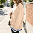 thumbnail image 4 of Hearthz Fake Two Piece Womens Sweatshirts Long Sleeve Striped Cuff Layered Oversized Crewneck Sweatshirt Women Fall Winter Warm Womens Pullover Sweatshirt, 4 of 5