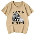 thumbnail image 1 of NINGMENG Hauts et T-Shirts pour Filles, Imprimé Animal Raton Laveur Mignon, Col Rond, Manches Courtes, Beige, 10-11 Ans, 1 of 4