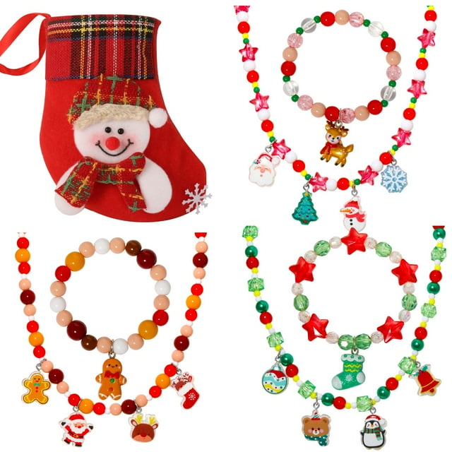 Juego de collares PinkSheep Christmas para niñas de 3 a 8 años con caja