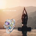 thumbnail image 3 of TANGPOET Chakra Flower Rings Female Sterling Silver Yoga Lover 5#-7# Adjustable, 3 of 7