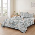 thumbnail image 2 of King Quilt Set 96''x106'', Blue Tan Flower Lightweight Bedspread Coverlet Set with 2 Pillow Shams, Abstract Vintage Ethnic Tribal Boho Breathable All Season Quilt Bedding for Bedroom/Guest Room, 2 of 9