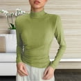 thumbnail image 5 of HUJlwoi Women's Thermal Tops Solid Color Long Sleeve Mock Turtle Neck Undershirt Casual Fall Winter Ribbed Blouse Basic Base Layer, 5 of 7
