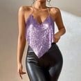 thumbnail image 2 of Laqbezok Women's Backless Sequin Halter Top, Handkerchief Hem Metallic Cami, Sexy Party Rave Night Out Outfit, 2 of 5
