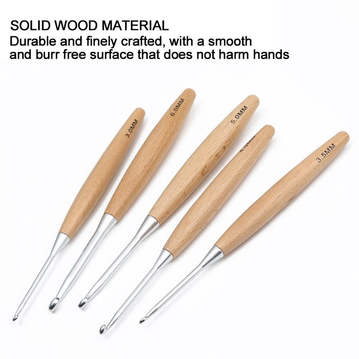11Pcs Crochet Hooks 3.0mm-12mm, Crochet Hooks with Wooden Handle, Single Crocheting Knitting Hooks, Crochet Needles