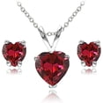thumbnail image 2 of Conjuntos para mujer, conjuntos de collar y aretes para mujer, joyas con piedras natales, piedras preciosas genuinas o sintéticas, solitario de corazón, collar con colgante, aretes, joyas de plata o d, 2 of 4