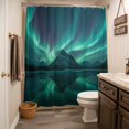 thumbnail image 3 of Night Sky Shower Curtain - Water Repellent Fabric Shower Curtains Washable, Winter Snowy Green Natural Light Mountain Decorative Polyester Cloth Bathroom Curtains Modern Bath Decor 36"x72", 3 of 8
