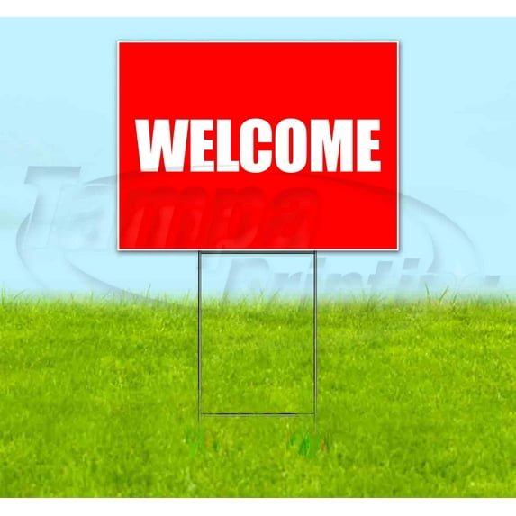 Welcome (18" x 24") Yard Sign, Includes Metal Step Stake