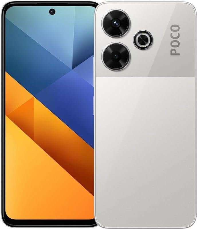 Poco M6 4G LTE GSM (128GB + 6GB) 108MP Triple Camera 6.79" Octa Core ( Works on Tmobile, Mint, Tello & Global) Unlocked (Silver (Global ROM))