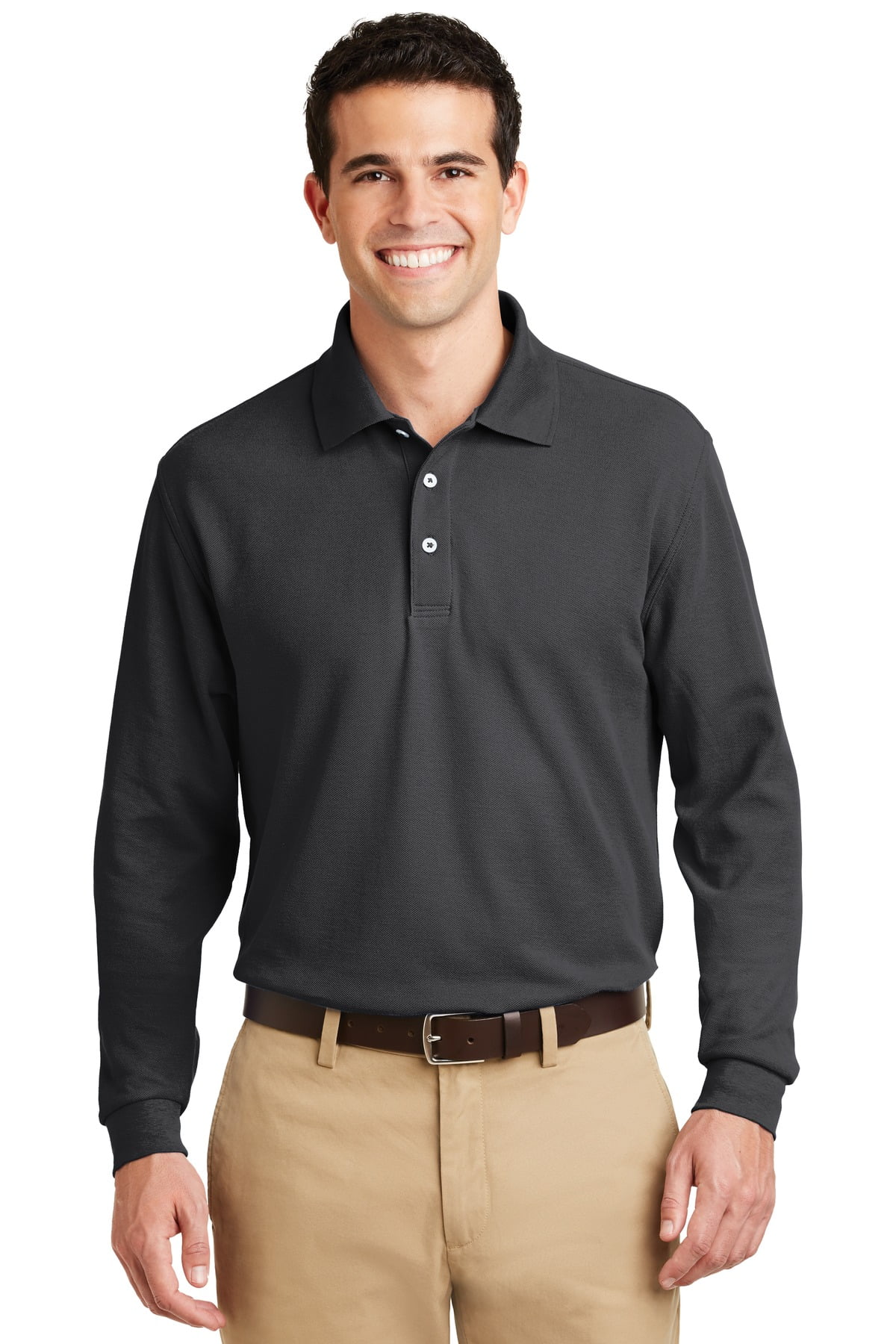 Port Authority Men's Long Sleeve 100 Percent Cotton Pique Polo - K800LS ...