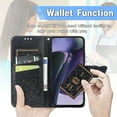 thumbnail image 6 of Wallet Case for Moto G 5G(2025),Women Folio PU Leather Case Wrist Strap Card Slots Holder Purse Embossed Butterfly Flower Stand Magnetic Closure Flip Full-Body Protective Case,Black, 6 of 12