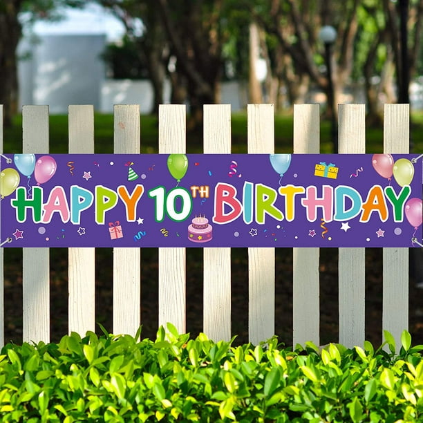 Joyeux 10e anniversaire Bannière Décorations de fond pour les fille