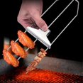 thumbnail image 3 of 3 Way Grill Skewers, 3 Prong Stainless Steel Skewers For Grilling, Metal Barbecue Skewers Grilling Fork With Push Bar Slider and Storage Bag, 3 of 5