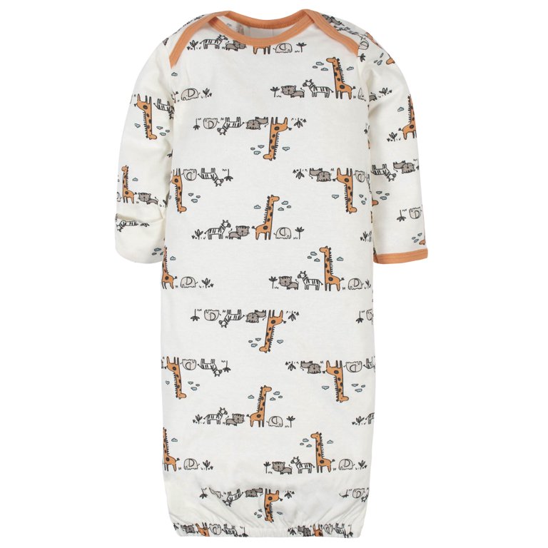 Gerber Baby Boy Long Sleeve Gowns with Mitten Cuffs, 4-Pack photo 4