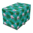 thumbnail image 1 of Blue and Pink Dog Crate Cover, Graphic of Lotus Flowers and Leaves, Easy to Use Pet Kennel Cover Small Dogs Puppies Kittens, 7 Sizes, Green Pale Pink, by Ambesonne, 1 of 6