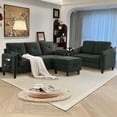 thumbnail image 2 of Soscana Convertible Sectional Sofa with Storage Ottoman and Loveseat, 3 Seater L Shaped Couch with Reversible Chaise and Storage Pockets for Living Room Apartment Studio Office,Black, 2 of 8