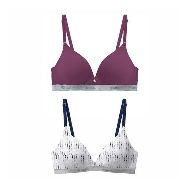 Brasier Fruit Of The Loom para Dama, sin Varilla Multicolor Talla 38B, 2 Piezas