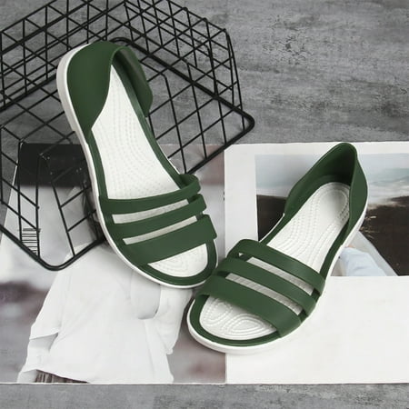 

SBYOJLPB Flash Deals Up to 65% off！Women Summer Flat Sandals Open-Toed Slides Slippers Casual Beach Outdoor Female Shoes Green 6.5(38)